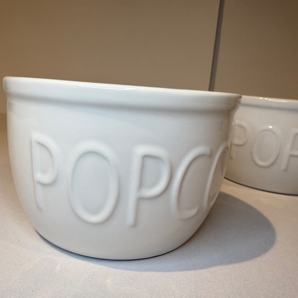 Crate and Barrel Two Popcorn Bowls Ceramic Individual Serving White Lot Of 2 - Picture 9 of 12